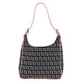 #45 Fendi Zucchino Canvas Hand Bag Black Gold
