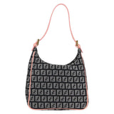 #45 Fendi Zucchino Canvas Hand Bag Black Gold