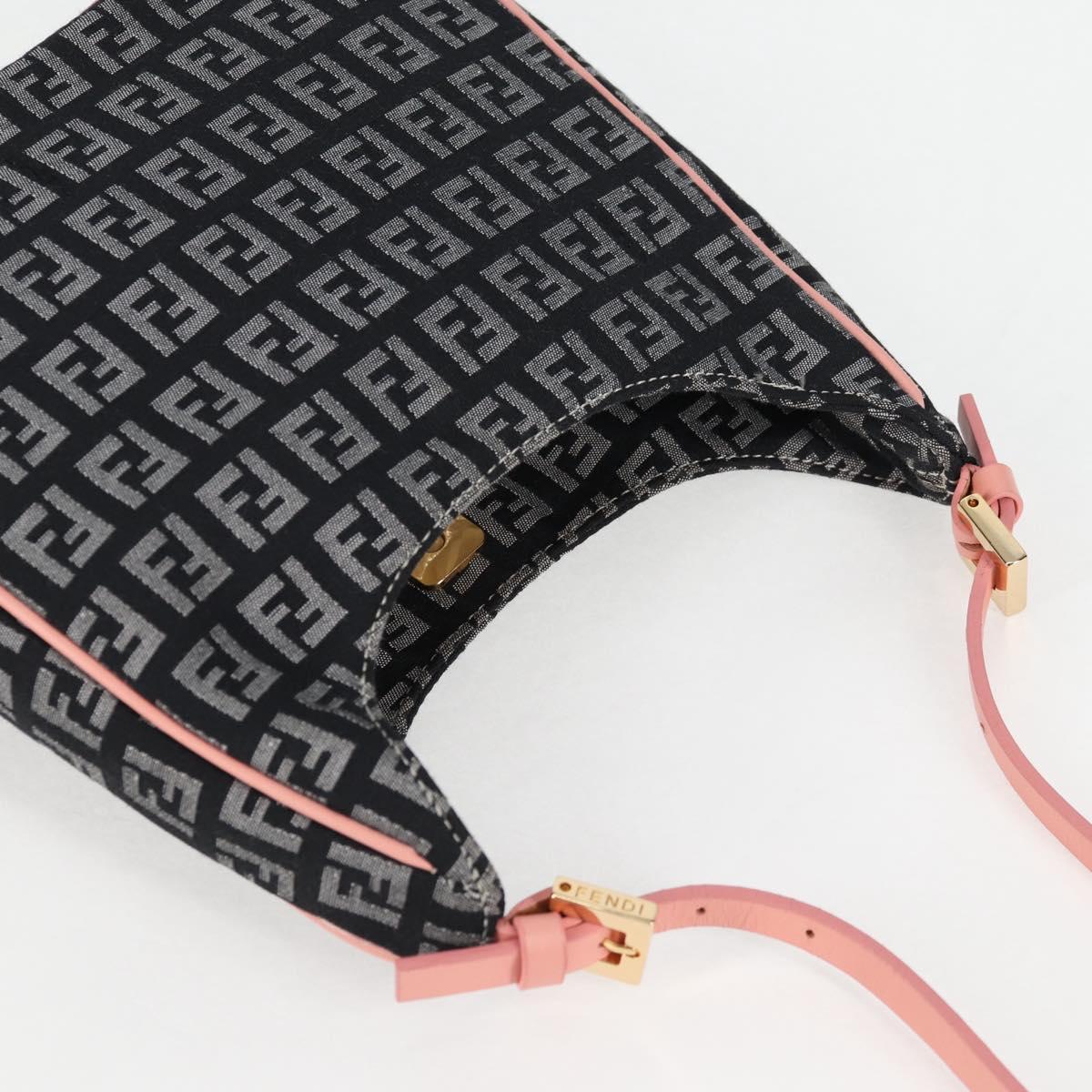 #45 Fendi Zucchino Canvas Hand Bag Black Gold