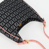 #45 Fendi Zucchino Canvas Hand Bag Black Gold