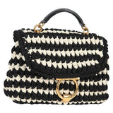 #49 Salvatore Ferragamo Margot Gancini Bag Polyester 2Way White Black