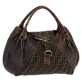 FENDI Zucca Canvas Spy Bag Brown Black Silver gold Auth yk19686